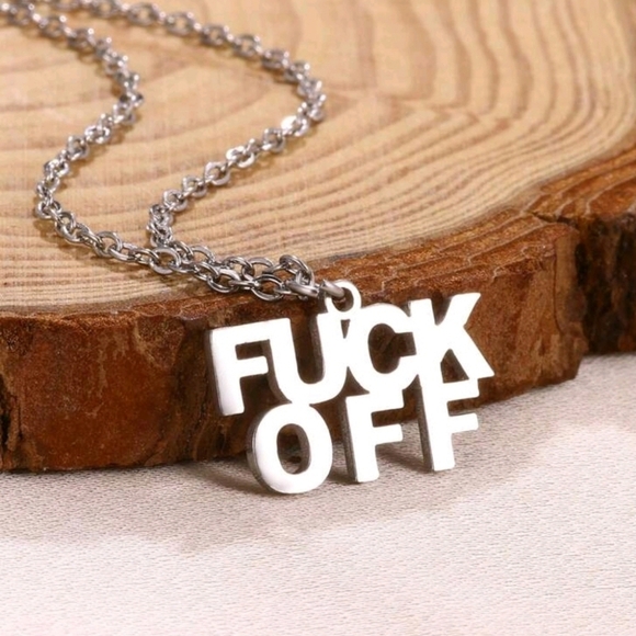 1Pc Rude Letter Pendant Silver Tone F*ck Off Necklace - Picture 1 of 2